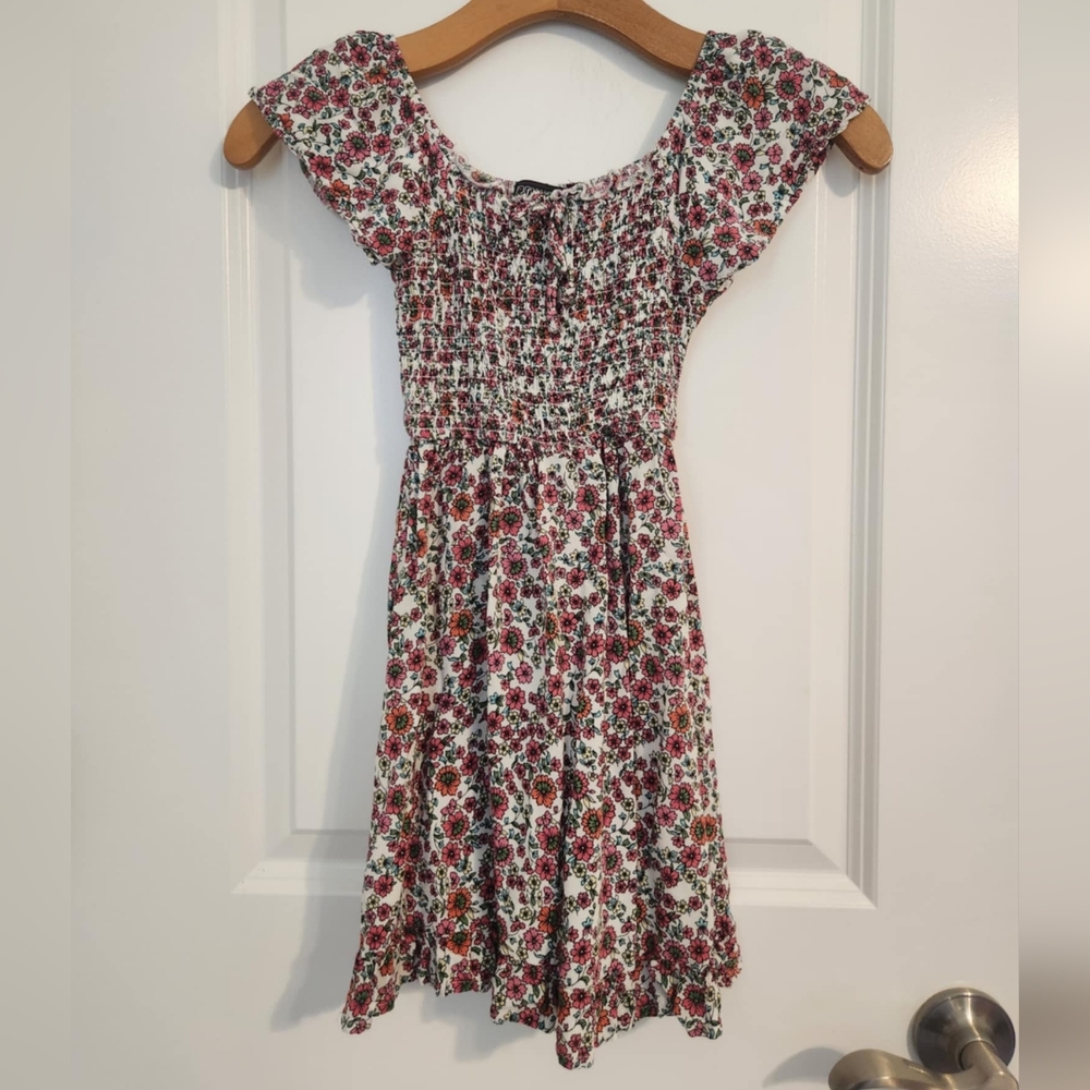 Trixxi Girl Floral Dress with Pink and Green Accents